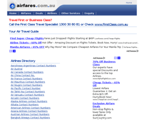 airfare.com.au: Airfares Directory
Airfares - specialises in luxury airfares, offerred by world's best cruiselines - Silversea, Crystal, Regent Seven Seas, Cunard, The World, Seabourn, Seadream,  P&O Princess... Our cruise specialists will assist you  in  organising  an amazing cruising experience!