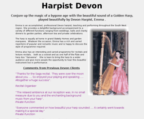 devon-harpist.co.uk: Harpist Devon - Devon based Harpist Emma
Devon Harpist available to perform
live harp music on her Golden Harp. One of only a few professional harpists in Devon