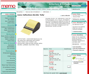 memo-rolly.info: memo Haftnotizen-Abroller 'Rolly' bei memo - Leben und Arbeiten in Harmonie mit der Umwelt
Klimaneutraler Schnellversand mit rund 10.000 umwelt- und sozialverträglichen Produkten
 für Büro, Schule, Haushalt und Freizeit sowie (Büro-)Möbel und Werbemittel sowie ständig aktualisierte Sonderangebote runden den Online-Shop sinnvoll ab. Werbeartikel, Werbemittel & Werbegeschenke im memo Online-Shop. Profitieren Sie von unseren 19 Jahren Erfahrung, top Preisen und persönlicher Beratung..