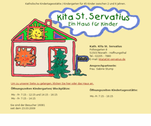 kita-st-servatius.de: Katholische Kindertagesstätte und Kindergarten St. Servatius Rösrath Hoffnungsthal: Kindergarten und Kindertagesstätte für 45 Kinder.
