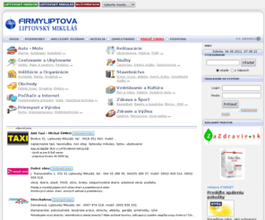 firmyliptova.sk: FIRMY LIPTOVSKÝ MIKULÁŠ - zoznam pre firmy, služby a prevádzky v meste a okolí
Zoznam pre firmy a služby, prevádzky, obchody, ubytovanie, inzercia, e-shop, pracovné ponuky v meste Liptovský Mikuláš a okolie