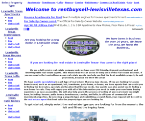 rentbuysell-lewisvilletexas.com: Real Estate in Lewisville Texas houses,apartments,townhomes,patiohomes,lofts and condos in Lewisville Texas - Real Estate in Lewisville Texas
houses,apartments,townhomes,patiohomes,lofts and condos in Lewisville Texas - we find apartments,townhomes,patiohomes,lofts and condos for rent and seale in Lewisville Texas , current rental rates,specials,detailed information,specialized agents