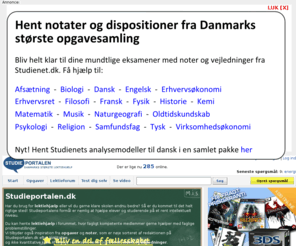 studieportalen.net: Danmarks største lektiehjælp
Den originale lektiehjælp på nettet siden 1999. Få hjælp til dine lektier i forummet, bliv inspireret af opgavebesvarelser, find vejledninger, tag multiple choice test og se videoer.