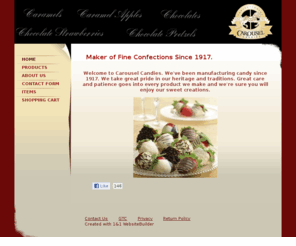 carousel-candies.com: Home - Maker of Fine Confections Since 1917.
caramel,caramels,apple,apples,copper,kettle,chocolate,candy,carousel, candies,disney,mickey,mouse,cars,dipping,kit,gourmet,sauce,desert,sweet,sweets,vanilla,sea,salt,red,apple,twist,pirates,princess