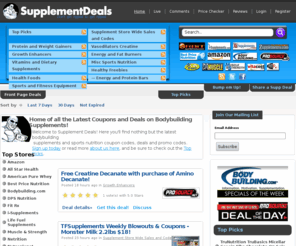 supplementdeals.net: Bodybuilding Supplement Coupon Codes and Freebies - Supplement Deals
Supplement Deals - The best coupon codes and deals for bodybuilding supplements and sports nutrition.