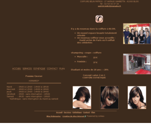 coiffure-blois.com: Coiffure Blois - COIFFURE BELIN PATRICK : coiffeur, Loir et Cher, 41, Romorantin, esthetique, visagiste, institut de beauté
Coiffure, coiffeur, Blois, Loir et Cher: esthetique, visagiste, institut de beauté, 41, Romorantin