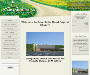 grbc.org: GRBC.org - Welcome to Greenbrier Road Baptist Church!
