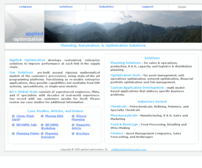 applied-optimization.com: applied optimization - home - advanced optimization tools for planning and scheduling
applied optimization - home - advanced optimization tools for planning and scheduling