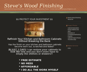 finishcarpentrybysteve.com: Finish Carpentry - Finish Carpentry by Steve
Interior custom woodworking specializing in entertainment centers, mantels, bookcases, wainscoting, home office cabinetry, wine storage units, mouldings. Serving Orange County including Newport Beach, Irvine, Huntington Beach, Seal Beach, Long Beach, Belmont Shore