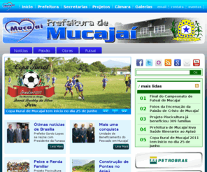 mucajai.com: » PREFEITURA DE MUCAJAÍ - Eu Amo Essa Cidade
Acompanhe o trabalho que a Prefeitura Municipal de Mucajaí, vem realizando em prol da comunidade. Confira as fotos da Paixão de Cristo, das Obras, dos Projetos.