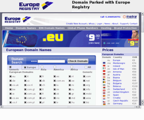 cidades.es: cidades.es - Domain parked by Europe Registry
Europe Registry is your European wide domain name registrar providing complete coveragage of European ccTLD domain names including .eu .de .nl .be .es .uk .it .se .ch .pl .at and more member states.