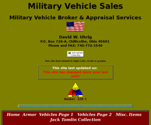 armyjeeps.net: Military Vehicle Sales and Appraisal Service
Sale and Appraisal of military vehicles: jeeps, humvee, armored vehicles and tanks.