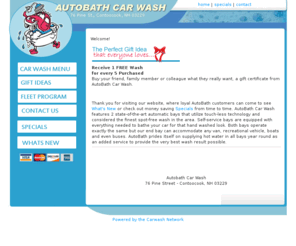autobathcarwash.com: Welcome to Autobath Car Wash 76 Pine Street Contoocook, NH
AutoBath Car Wash located in Contoocook, NH features 2 automatic car washes, a large self serve bay and an exterior bay for oversized vehicles.