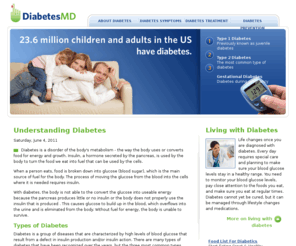 diabetesmd.org: Consumer Guide to Diabetes
Consumer guide to the symptoms and risk factors of diabetes.  Information on diabetes prevention and treatment with diet, exercise, and medication.