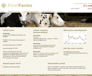 firstfarms.info: Home - FirstFarms A/S
FirstFarms is a listed public limited company, which by its business concept and investment strategy utilise favourable opportunities to invest and run agricultural farming i Eastern Europe. The agricultural establishments are optimised, to enable production of agricultural produce that is competitive in price and quality. 