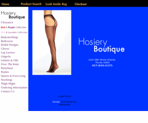 hosieryboutique.com: Hosiery Boutique: Pantyhose, Stockings
The easiest way to buy hosiery online.  Quality hosiery for all occasions, including pantyhose, thigh highs, stockings, Toeless Pantyhose, garters, gloves, and more. Also offering a variety of oils and lotions
