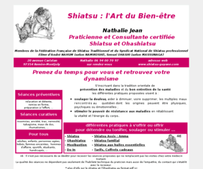 shiatsu-guyane.com: Shiatsu, moxa, moxibustion, Do in, massages bien être Guyane avec Nathalie Jean à Remire Montjoly
shiatsu Guyane, Nathalie Jean : Shiatsu, Ohashiatsu, shiatsu assis, shiatsu familial, moxa, moxibustion, Do in, massages, bien être, coffrets cadeaux