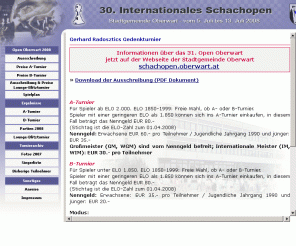 openoberwart.at: 30. International Open Oberwart - Schach Turnier
Die Website zum Internationalen Schach-Open in Oberwart. Mit Infos über Preise, Rahmenprogramm etc.