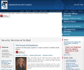 andersonsecurity.com: Security Officer Services, Mobile Crime Surveillance, Uniformed Security Officers | Phoenix
Anderson Security offers professional security officer services for emergency, commercial and personal use. ASA also offers Segway patrol and skywatch surveillance services.  