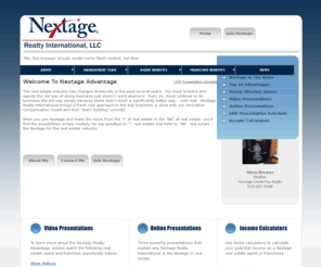 sheabrewerteam.com: Nextage Realty Opportunity
Nextage Realty International brings a fresh new opportunity to the way real estate business is done with our innovative compensation model and true team building concept. 