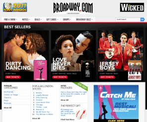 theatres.com: Broadway Tickets | Broadway Shows | Theater Tickets | Broadway.com

The most comprehensive source for Broadway Shows, Broadway Tickets, Off-Broadway, London theater information, Tickets, Gift Certificates, Videos, News & Features, Reviews, Photos, New York Hotel & Theater Packages.

