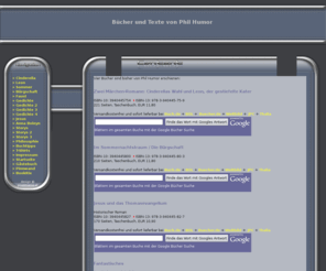 phil-humor.com: Buecher und Texte von Phil Humor
Bücher von Phil Humor. Leseproben, Hörproben. Versandkostenfreie Lieferung.