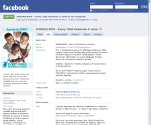 apraxia-kids.info: Incompatible Browser | Facebook
 Facebook is a social utility that connects people with friends and others who work, study and live around them. People use Facebook to keep up with friends, upload an unlimited number of photos, post links and videos, and learn more about the people they meet.