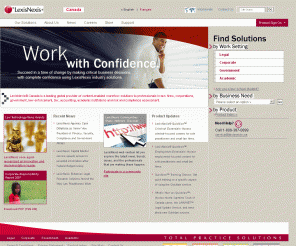 butterworths.ca: Global Provider Information Solutions | LexisNexis Canada
LexisNexis Canada, a leading global provider of business information solutions to professionals in law firms, corporations, academic institutions and more.