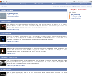 1horoskope.de: Astro Share, Home
Online Horoskop direkt berechnet und angezeigt: Tageshoroskop, Wochenhoroskop, Monatshoroskop, Geburtshoroskop, Partnerhoroskop, Partnertest, bevorzugtes Sternzeichen, alle zwölf Sternzeichen auf einen Blick... 