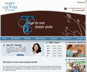 tcdentalhouston.com: Town and Country Dental
Welcome to Town & Country Dental in Houston.  Dr. Adrienne Y. Hwang, DDS provides excellence in family and cosmetic dental care.  Give us a call at 713-465-6665.