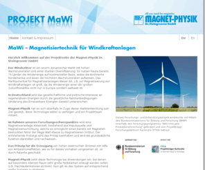 projekt-mawi.de: Projekt MaWi - Magnetisiertechnik für Windkraftanlagen
Projekt MaWi - Magnetisiertechnik für Windkraftanlagen