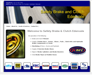 safetybrake.co.za: Safety Brake and Clutch Edenvale
Supply, repair and fitment of brake and clutch components. Standard and high performance