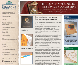 silvanusproducts.com: Silvanus Products, Inc. - Custom Index Tabs, Document Folders, Index Tabs, Looseleaf binders, Passbook Jackets, Poly Binders, Vinyl Binders
Silvanus Products, Inc. offers the best in custom index tabs, index tabs, document folders, passbooks, binder index Tabs, and more.