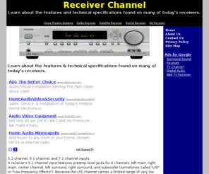 receiverchannel.com: Receiver Channel - Receiver Channel features and technical specifications.
Learn about the features and technical specifications found on many of today's receivers