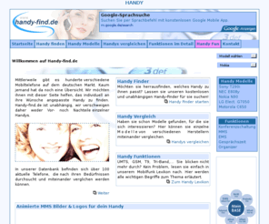 handy-find.de: HANDY
Alle Informationen über das Mobiltelefon. Testberichte Handy Finder und Handy Vergleich. Welches Handy passt zu mir. 