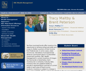 maltbypeterson.com: Tracy Maltby & Brent Peterson - RBC Wealth Management - Portland, OR
Tracy Maltby & Brent Peterson is a RBC Wealth Management financial advisor in Portland, OR