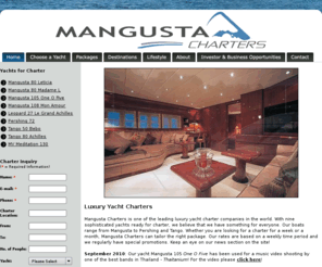 mangusta.asia: Mangusta luxury yacht charters in Asia - experience the lifestyle!
Mangusta luxury yacht charters in Asia - luxury boat cruises around Thailand, Malaysia, Singapore islands, Vietnam, Myanmar (Burma), Indonesia and Korea