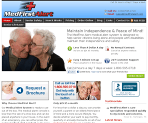 senior-medical-alarm.com: Elderly Life Medical Alert Systems, Emergency Alert Device For Seniors, Medic Alert Module
The Med First Alert system is a 24 hour personal emergency medical alert devise designed to give elderly, sick or disabled persons safety and independence. Elderly life medical alert systems, emergency alert devise for seniors, medic alert.