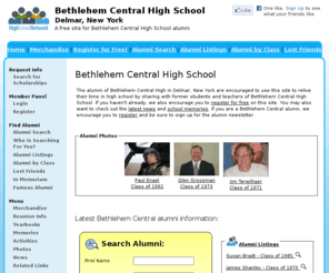 bethlehemcentralhighschool.org: Bethlehem Central High School
Bethlehem Central High School is a high school website for Bethlehem Central alumni. Bethlehem Central High provides school news, reunion and graduation information, alumni listings and more for former students and faculty of Bethlehem Central High in Delmar, New York