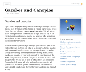 gazebosandcanopies.org: The best gazebos and canopies
gazebosandcanopies.org, your source for Gazebos and Canopies online. Find the best offers available on the net