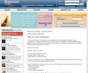 bassoonprofiles.com: Bassoon Profiles - Find Bassoonists and Bassoon Teachers Online
Find Bassoonists and Bassoon Teachers in your area now!