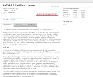 zaffirinicastilloattorneys.com: Zaffirini & Castillo Attorneys  - 1407 Washington St Laredo TX 78040  - Local Search - LocalEdge.com
Zaffirini & Castillo Attorneys  - 1407 Washington St Laredo TX 78040  Find business listings, White Pages, Maps & Directions, consumer information, and more in The Talking Phone Book / Area Wide search directory.