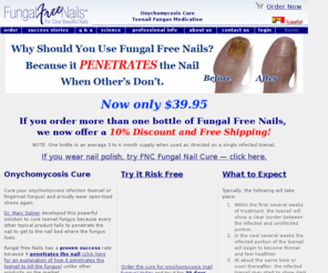 fungalfreenails.com: Onychomycosis Cure for Toenail Fungus
Fungal Free Nails penetrates the nail when others don't.  The only doctor invented, scientifically proven topical product that treats onychomycosis. A cure for nail fungus.