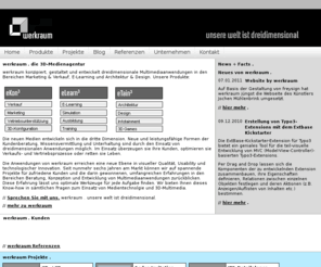 werkraum.net: werkraum-webseite
werkraum konzipiert, gestaltet und entwickelt dreidimensionale Anwendungen in den Bereichen Marketing / Verkauf. E-Learning und Architektur / Design.