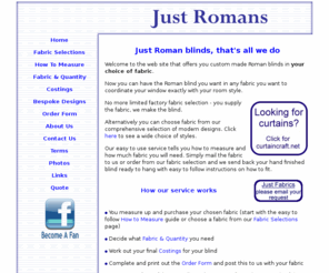 justromans.co.uk: Order a made to measure Roman blind
Roman Blinds - hand-made custom made to measure Roman Blinds