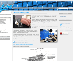 lockerrotexscreens.com: Locker Rotex Spares
	Locker offer a wide range of spare parts for Rotex machines.	