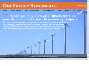 oneenergyrenewables.com: OneEnergy Renewables
OneEnergy Renewables is the only source for RECs and carbon offsets that are always third-party tracked and verified.