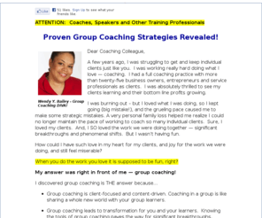 33minutemastery.com: 33 Minute Mastery: Group Coaching in 33 Minutes with Group Coaching Diva, Wendy Y. Bailey | Group Coaching Mastery - Group Coaching with an NLP Twist with Group Coaching DIVA, Wendy Y. Bailey
Details about a signature Group Coaching Mastery product designed to help you learn group coaching using NLP.