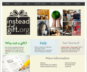 insteadofagift.com: Instead of a Gift, Inc.
donate to charity instead of giving and receiving gifts