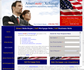 amerinotexchange.com: Direct Note Buyer | Sell Mortgage Note | Sell Business Note
We are a direct note buyer that will purchase - mortgage notes, business notes, account receivables, and structured settlements. Get funded in as little as 15 business days.